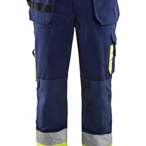 Highvis hanging pocket pants (L1) Navy blue/Yellow